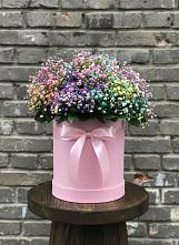 Цветочная композиция из Гипсофила и Розы в шляпной коробке #REPLACE_PRED# Пикалёво