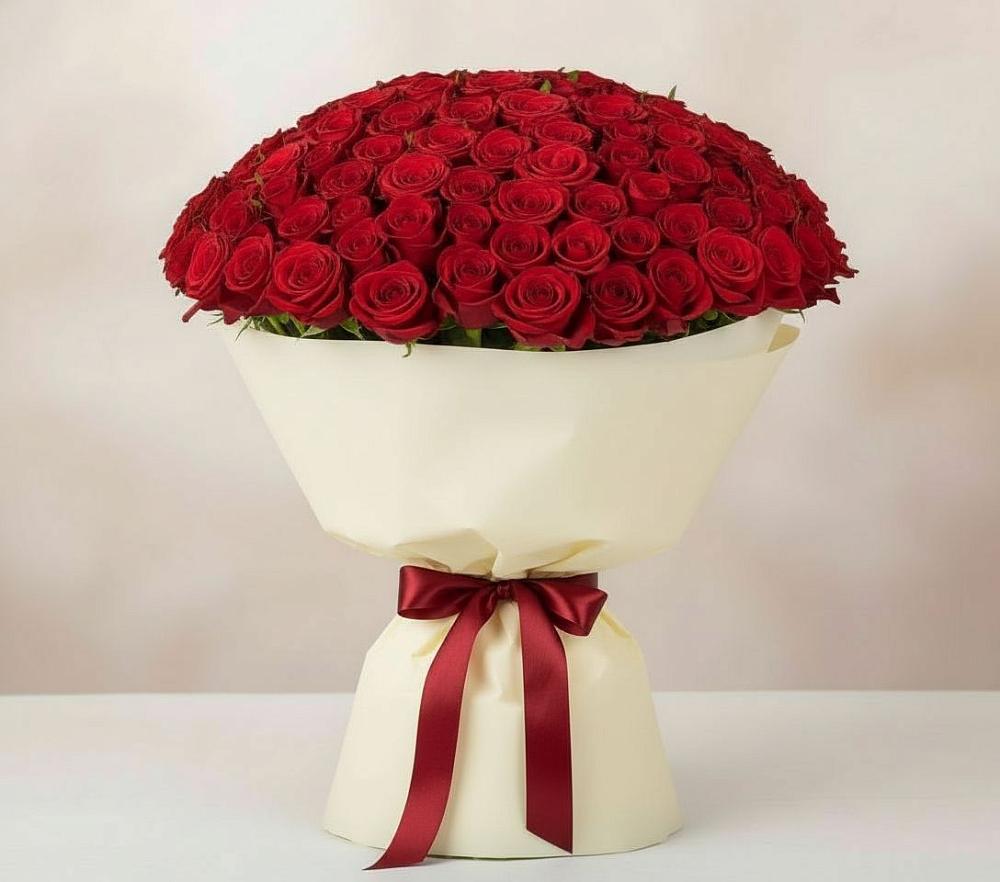 Букет 101 Красная роза Милано в Пикалёво