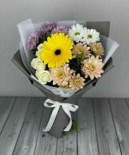 Букет цветов из:  Розы, Герберы и Хризантемы в Пикалёво