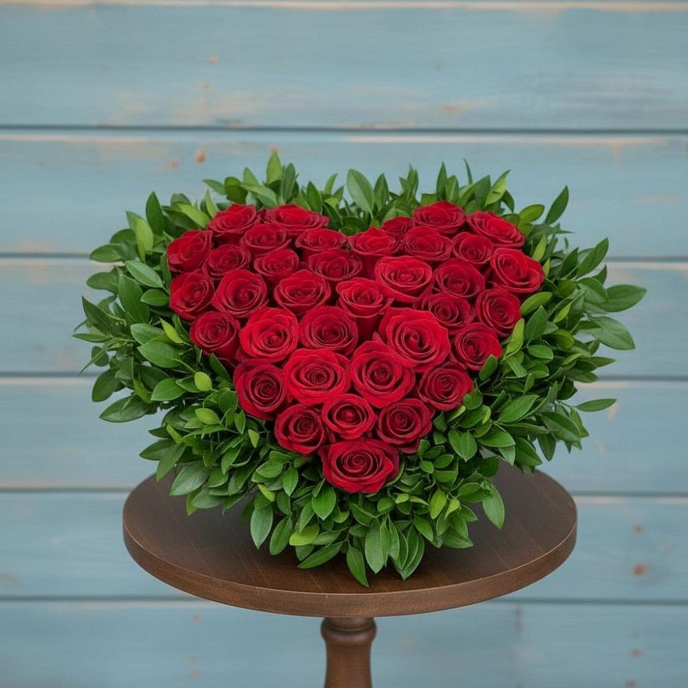 Цветочная композиция из Розы в виде сердца в Пикалёво