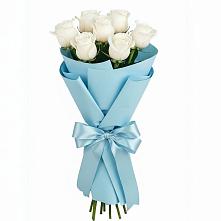 Букет 7 белых роз Проуд в Пикалёво