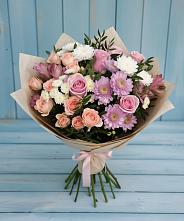 Букет цветов из:  Хризантемы, Розы и Альстромерии в Пикалёво