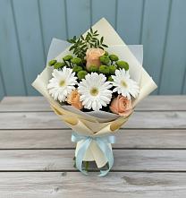 Букет цветов из:  Герберы, Розы и Хризантемы #REPLACE_PRED# Пикалёво