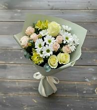 Букет цветов из:  Альстромерии, Розы и Хризантемы в Пикалёво