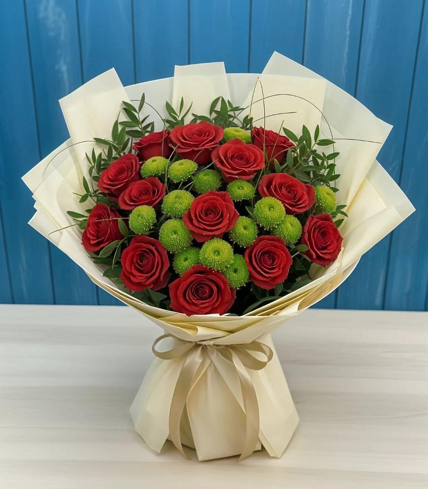 Букет цветов из: Розы и Хризантемы в Пикалёво